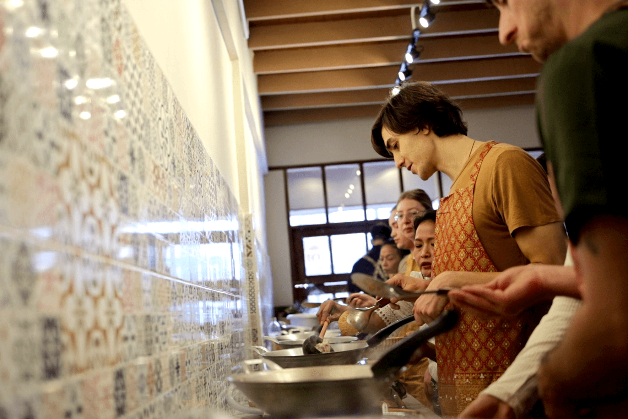 Students with their creations